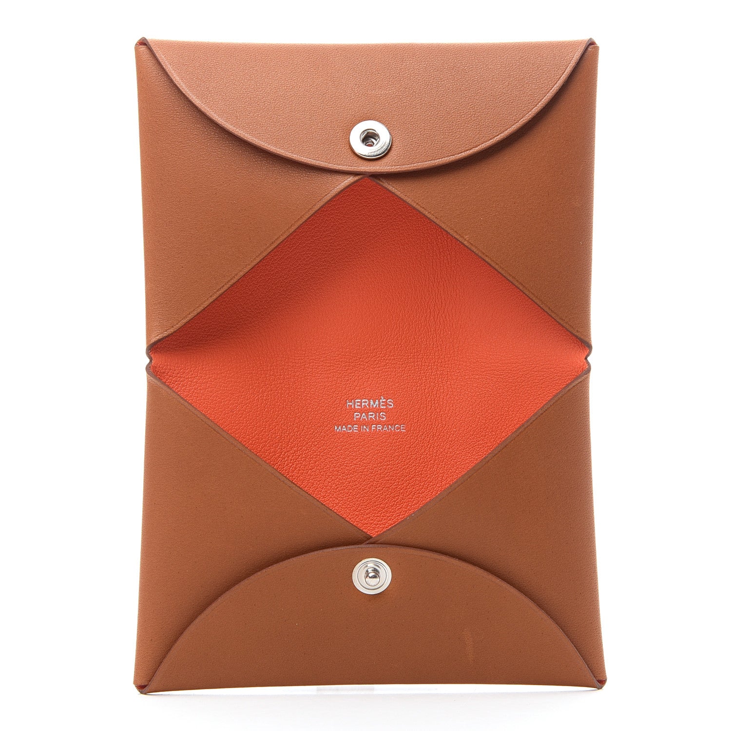 Hermes Barenia Verso Calvi Card Case Fauve Orange Poppy 5 of 8