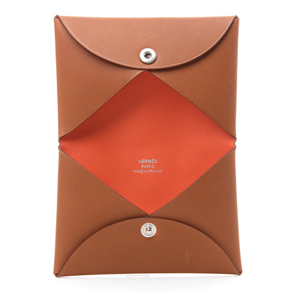 Hermes Barenia Verso Calvi Card Case Fauve Orange Poppy 5 of 8