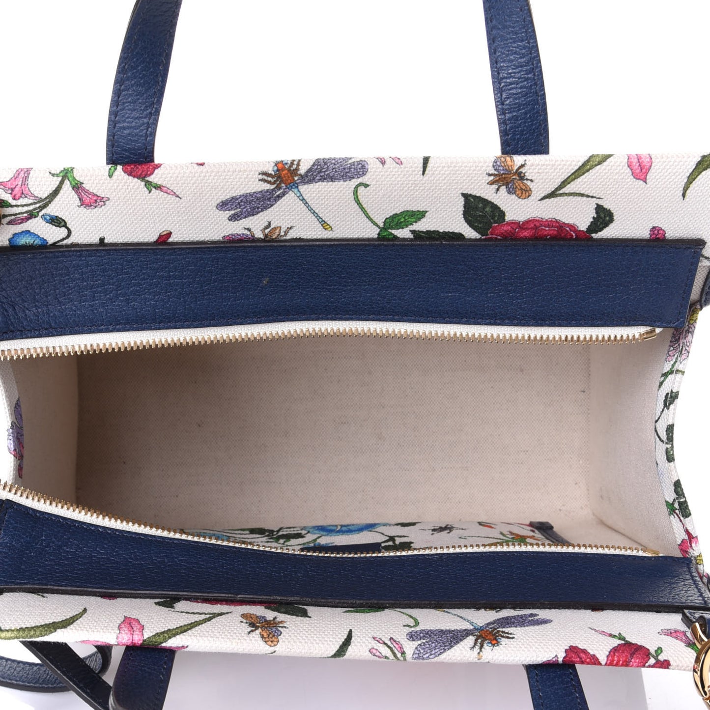 Canvas Medium Flora Tote White Multicolor Blue Agata