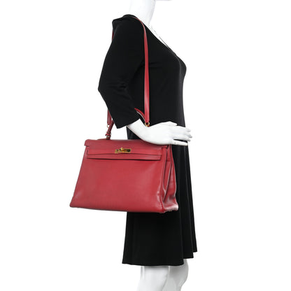 Hermes Courchevel Kelly Retourne 35 Rouge Vif 2 of 13