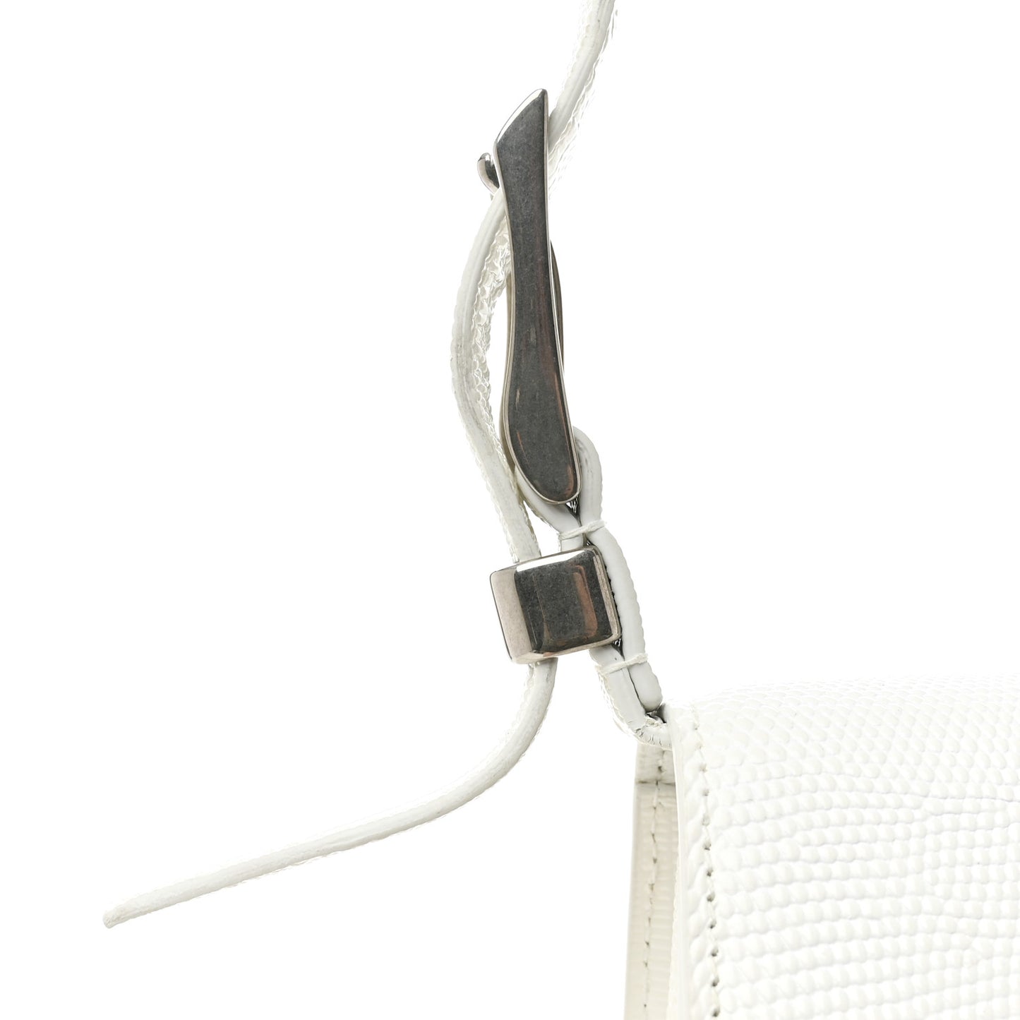 Patent Calfskin Lizard Embossed Medium Ghost Shoulder Bag Optic White