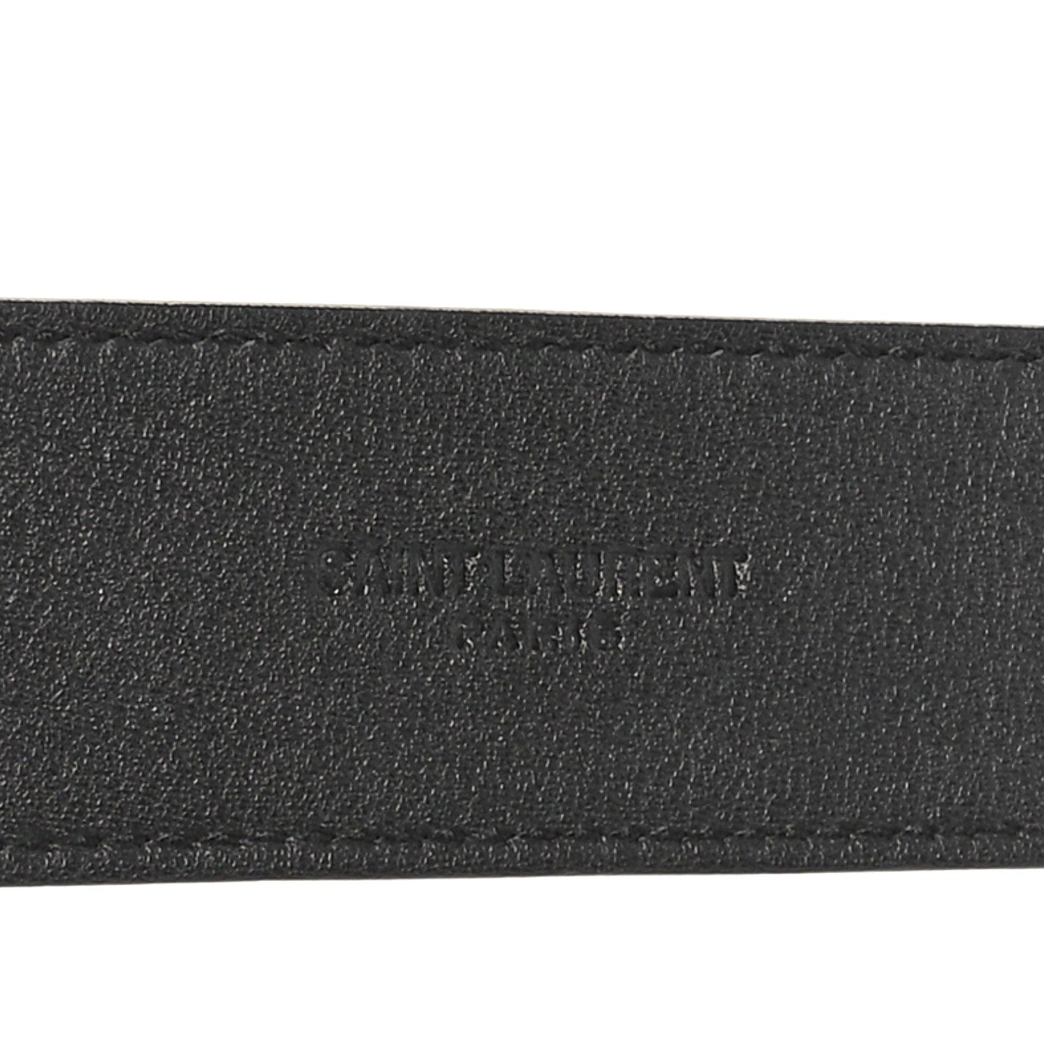 Saint Laurent Calfskin Crocodile Embossed Monogram Square Buckle Belt 75 30 Black 5 of 6