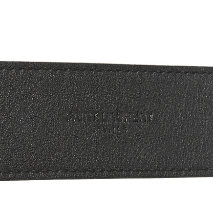 Saint Laurent Calfskin Crocodile Embossed Monogram Square Buckle Belt 75 30 Black 5 of 6