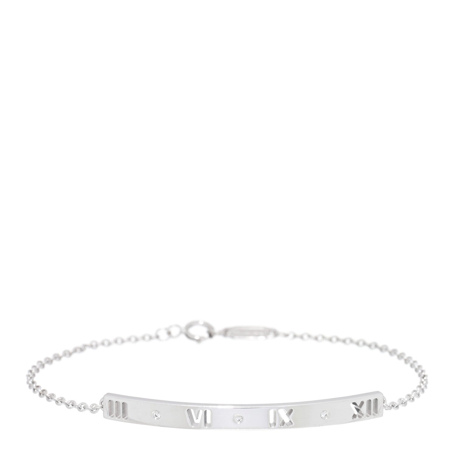 Tiffany 18K White Gold Diamond Atlas Bar Pierced Bracelet 1 of 3