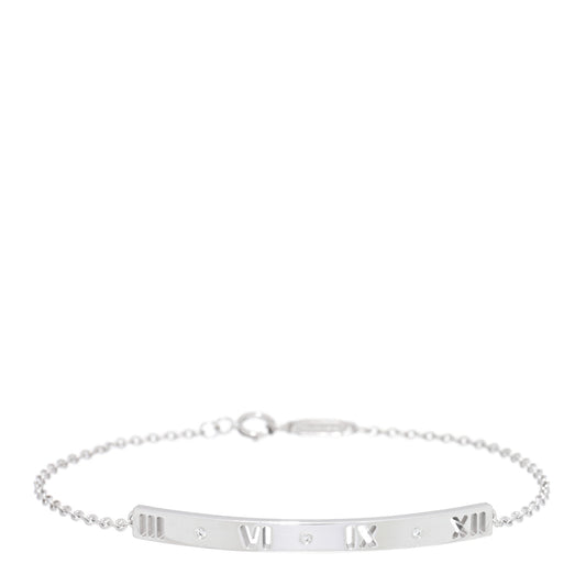 18K White Gold Diamond Atlas Bar Pierced Bracelet