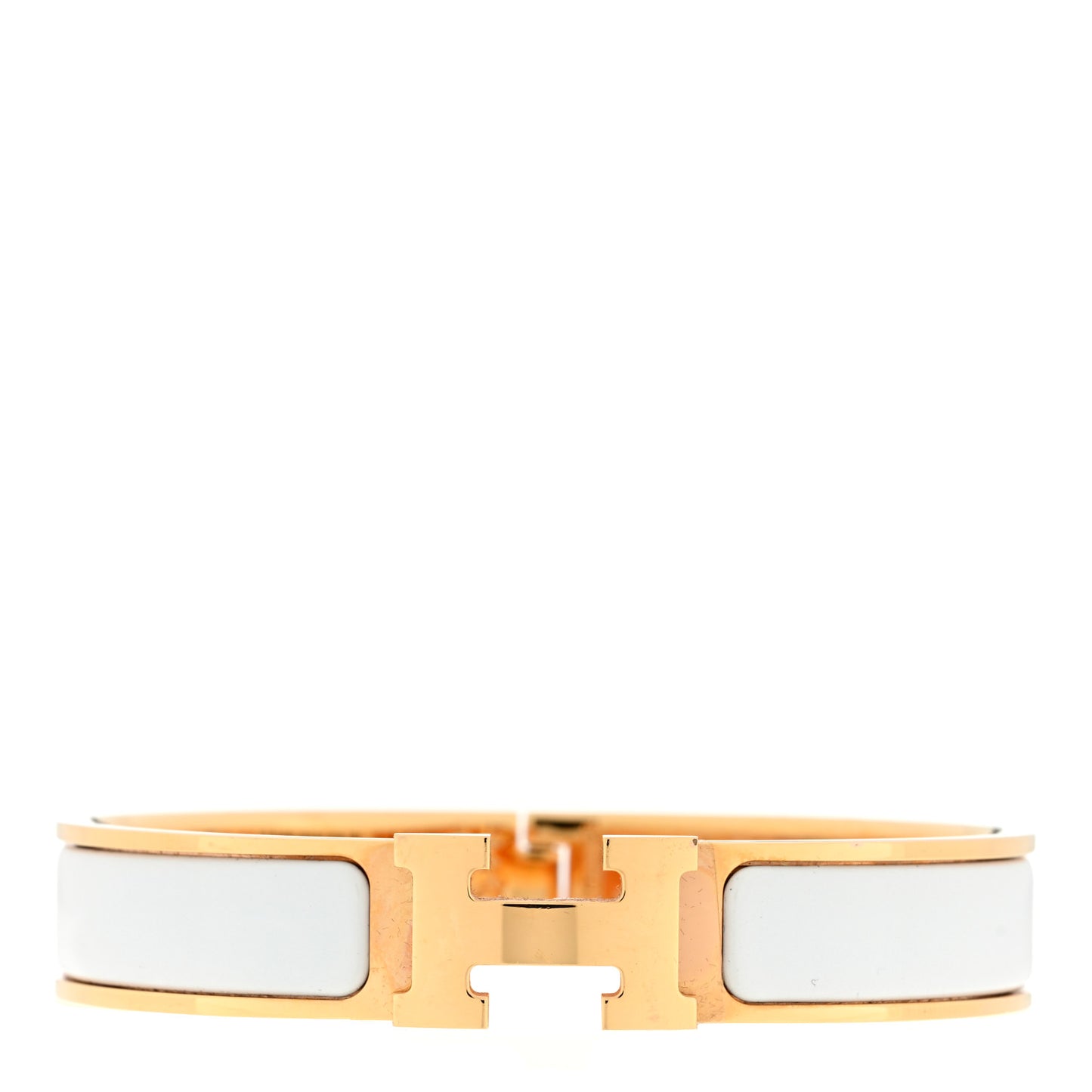 Enamel Narrow Clic Clac H Bracelet GM White