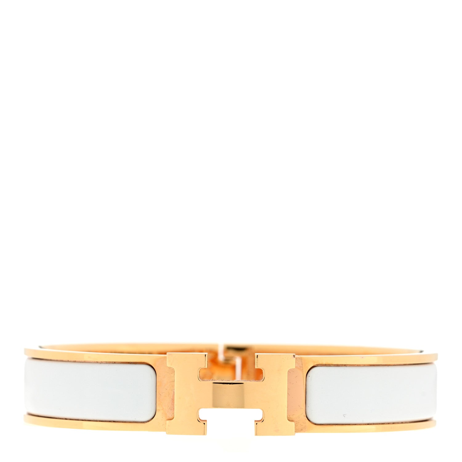 Hermes Enamel Narrow Clic Clac H Bracelet GM White 1 of 3