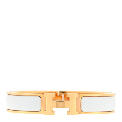 Hermes Enamel Narrow Clic Clac H Bracelet GM White 1 of 3