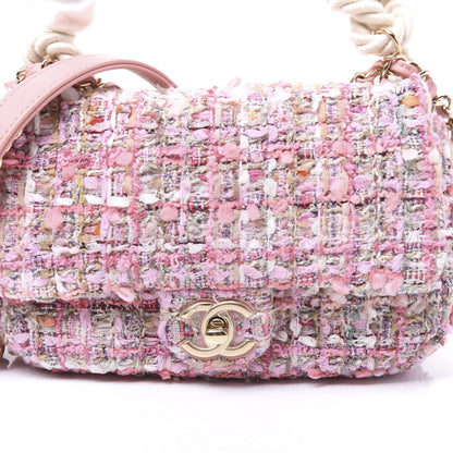 Chanel Tweed Mini Pearl Handle Flap Pink Beige Orange Ecru 9 of 9