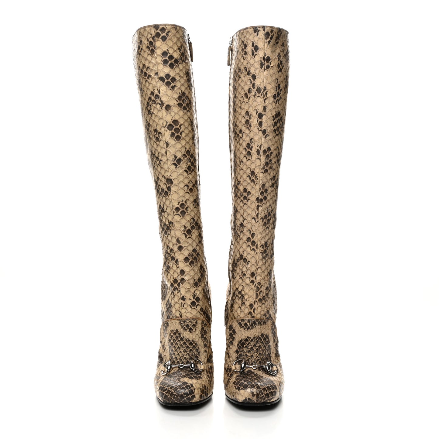 Snakeskin Lilian Horsebit Knee High Boots 36 Taffy