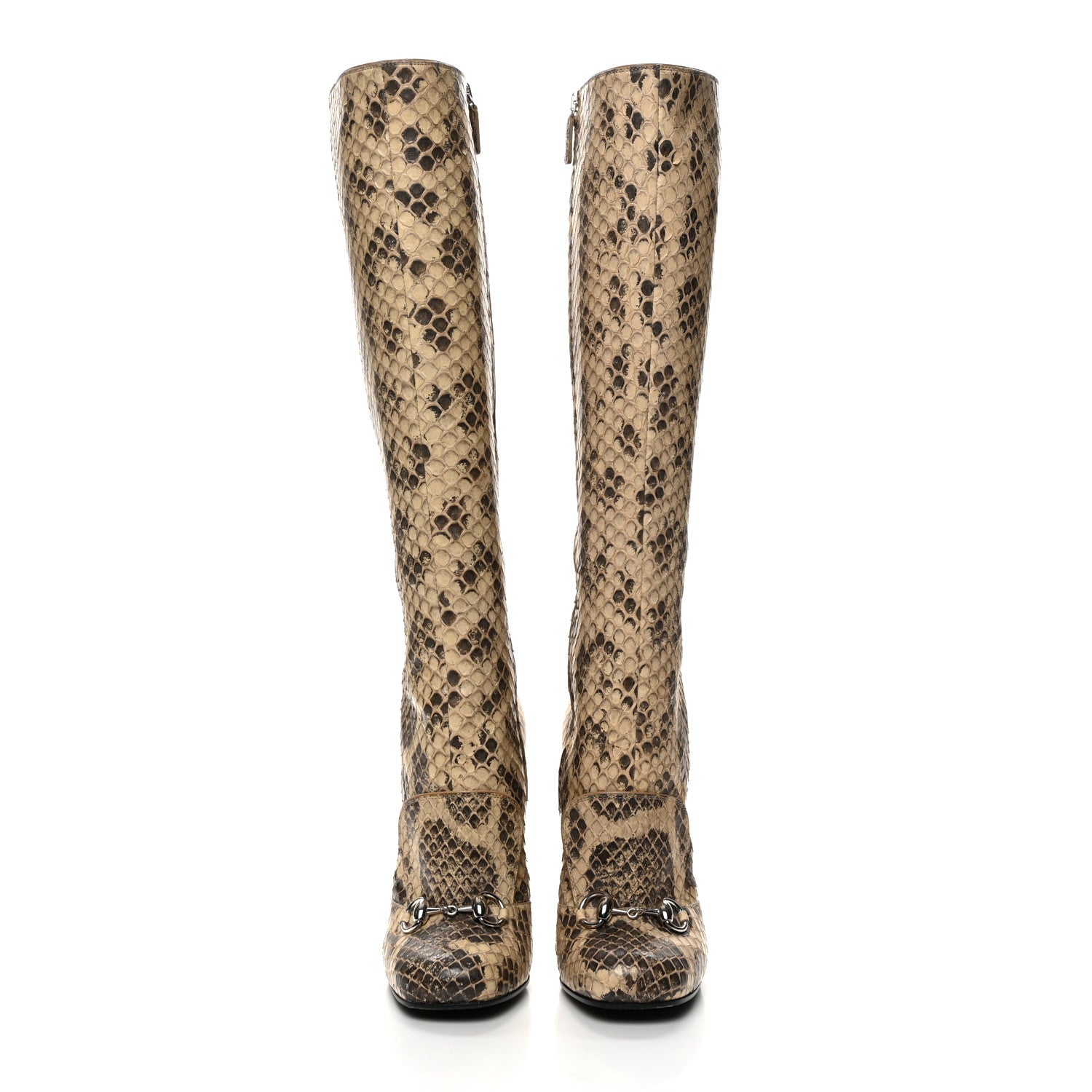 Gucci Snakeskin Lilian Horsebit Knee High Boots 36 Taffy 2 of 8
