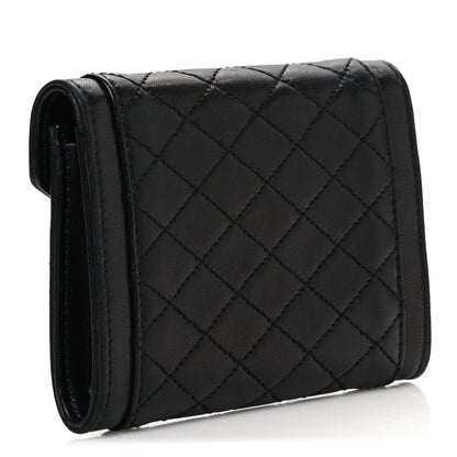 Saint Laurent Lambskin Quilted Monogram Gaby Small Envelope Wallet Black 3 of 7