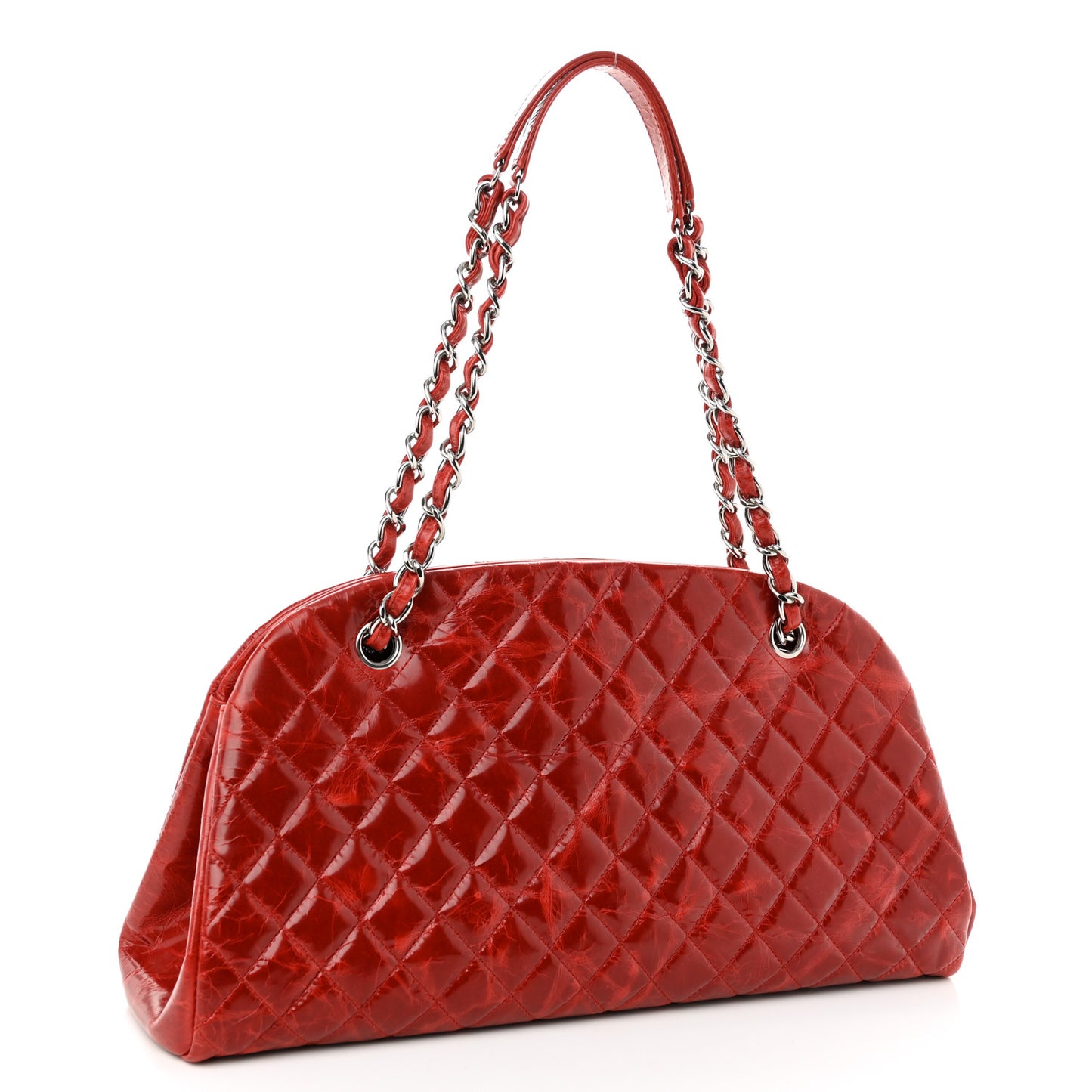 Glazed Calfskin Quilted Medium Just Mademoiselle Red