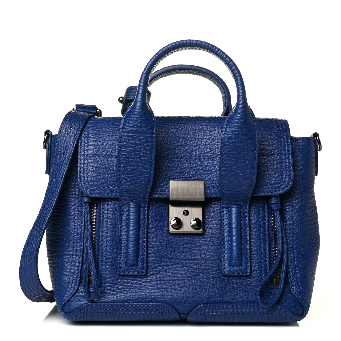 Textured Calfskin Mini Pashli Satchel Cobalt