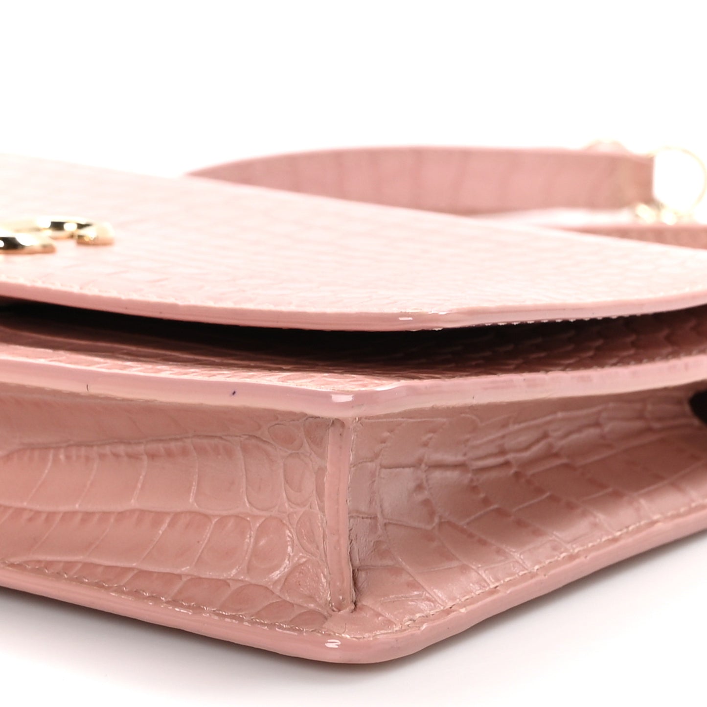 Calfskin Crocodile Embossed Palace Crossbody Blush