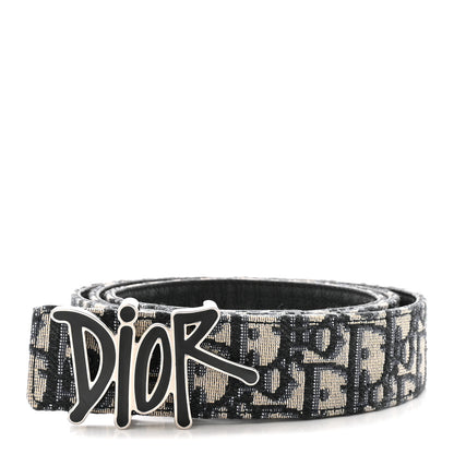 Christian Dior X SHAWN STUSSY Oblique 35mm Belt 110 44 Blue 1 of 5
