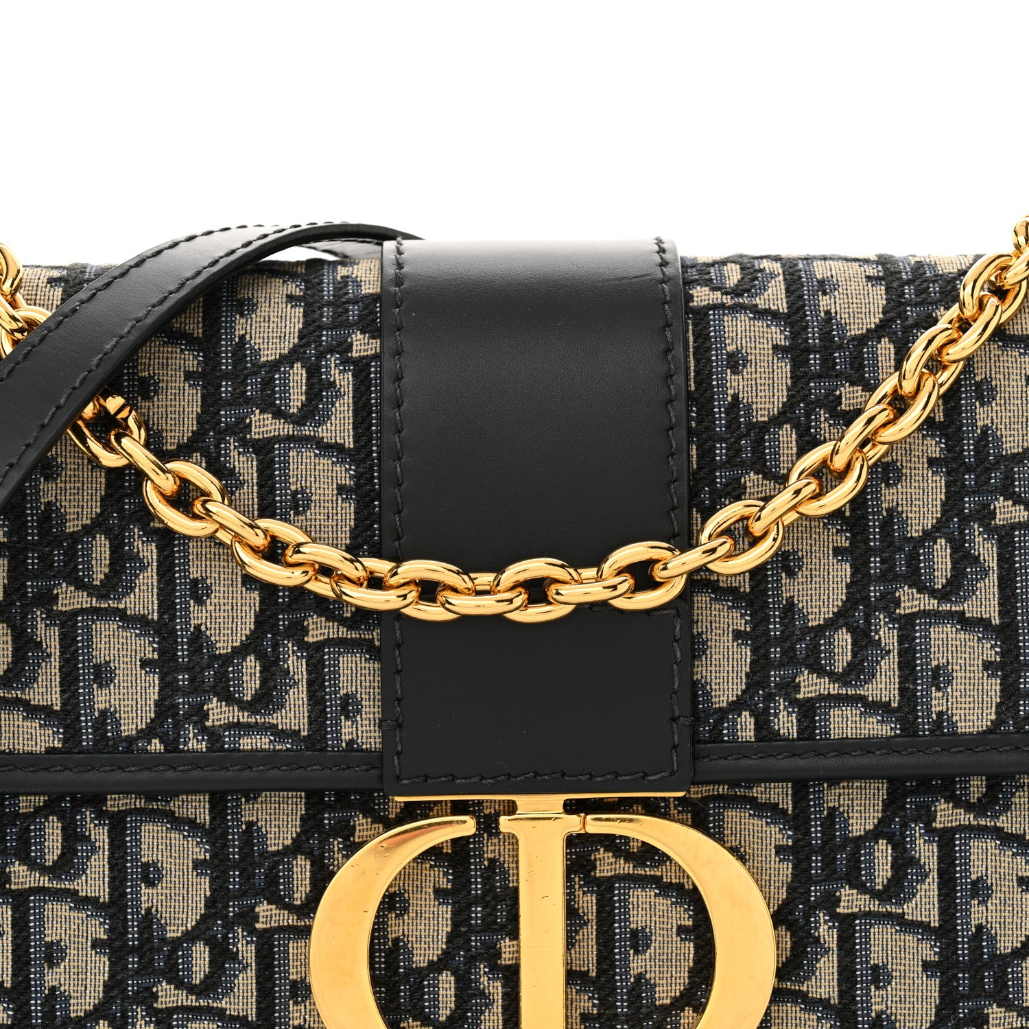 Christian Dior Oblique 30 Montaigne Chain Flap Bag Blue 7 of 12