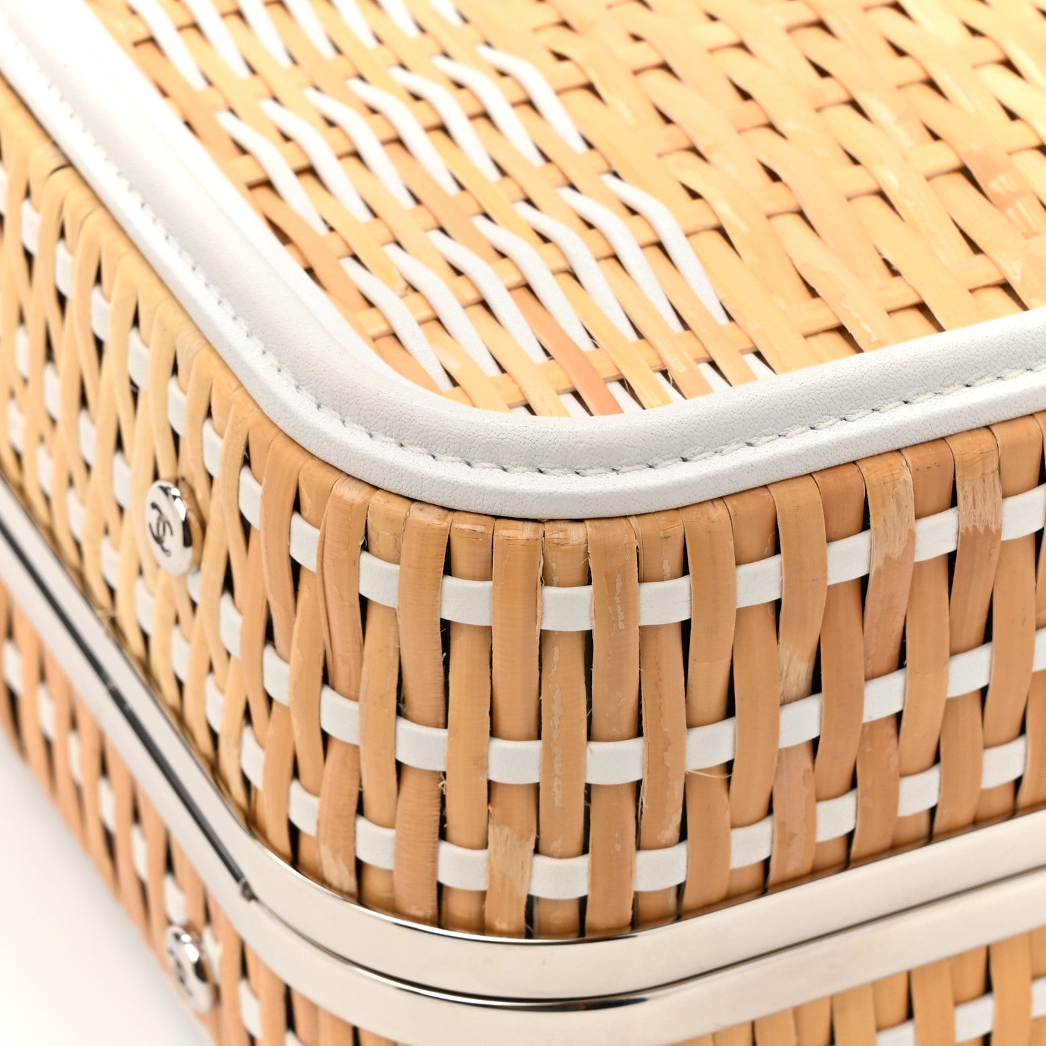 Chanel Raffia Calfskin CC Filigree Vanity Case White 13 of 13