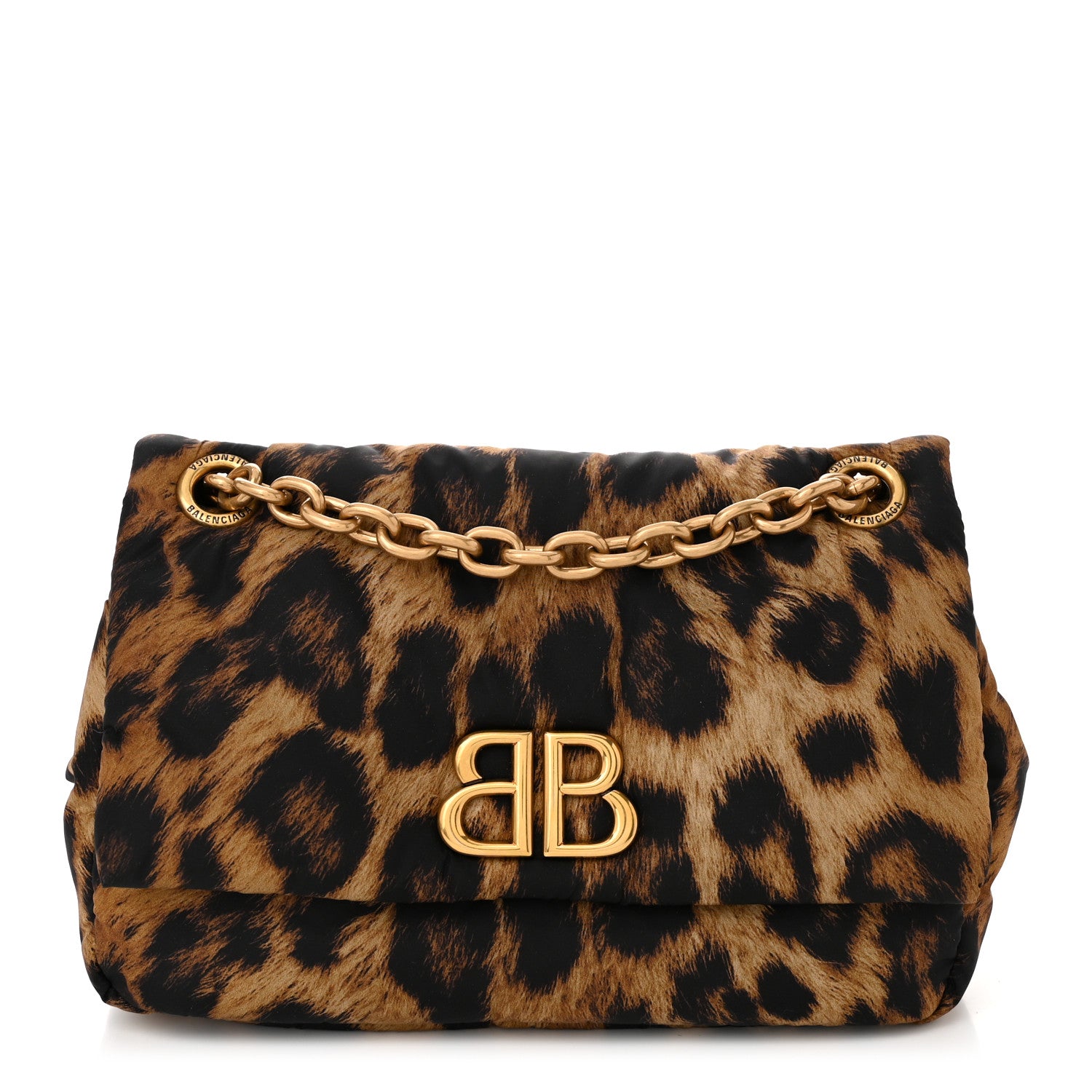 Balenciaga Nylon Monaco Mini Leopard Shoulder Bag Brown 1 of 10