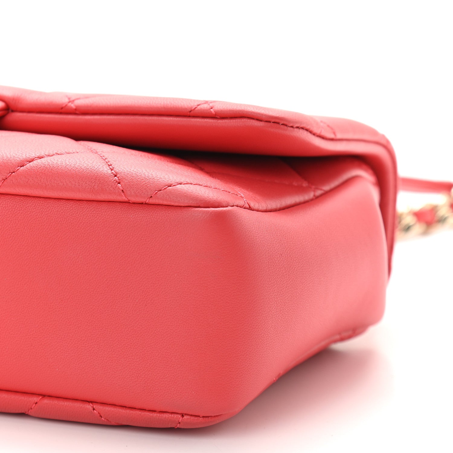 Chanel Lambskin Quilted Resin Bi-Color Chain Flap Bag Red 9 of 9