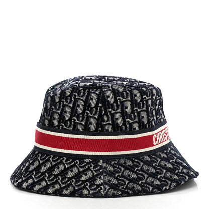 Christian Dior Velvet Oblique Large Brim Bucket Hat 57 Bleu Red 4 of 8