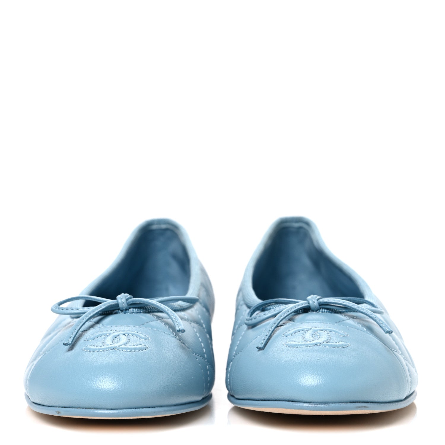 Chanel Lambskin Quilted CC Cap Toe Ballerina Flats 39.5 Blue 3 of 11