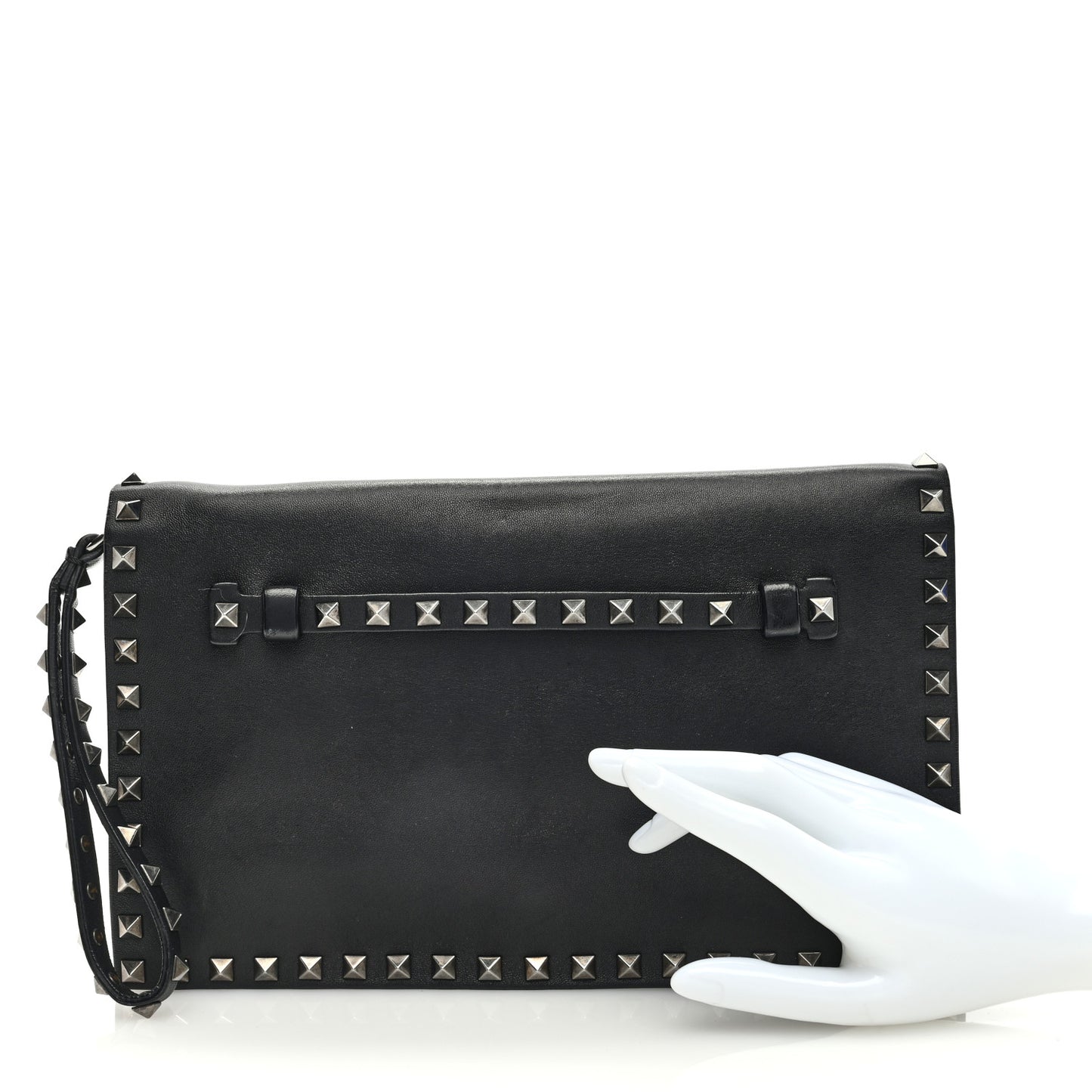 Nappa Rockstud Wristlet Clutch Black