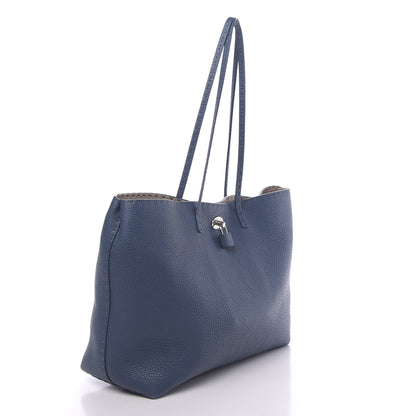 Fendi Cuoio Romano Selleria Bi-Color Large Carla Tote Blue Latte 3 of 11