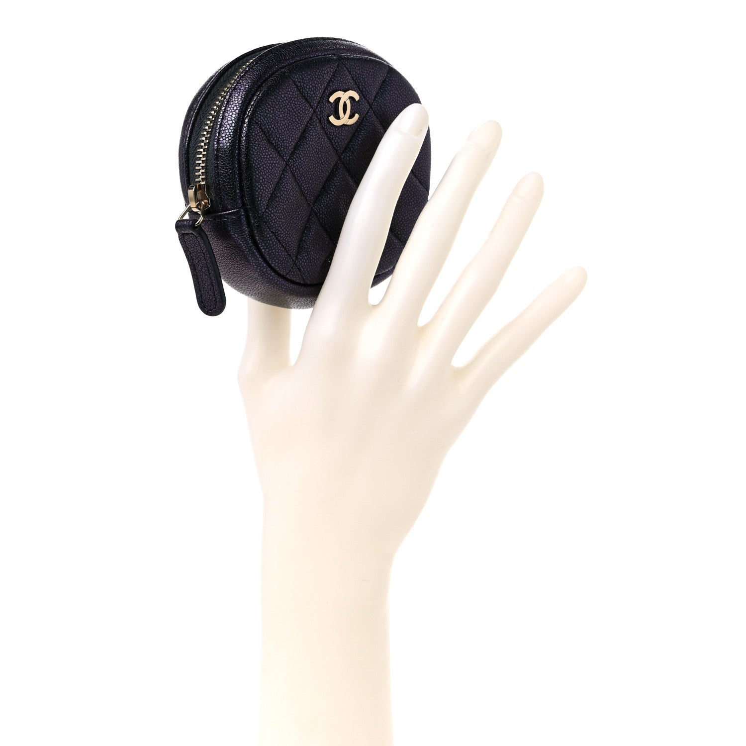 Chanel Iridescent Caviar Quilted Zip Around Classic Coin Purse Black 2 of 9