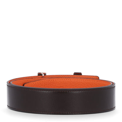 Hermes Box Togo 32mm Enamel Quizz H Belt 80 32 Chocolate Orange 2 of 7
