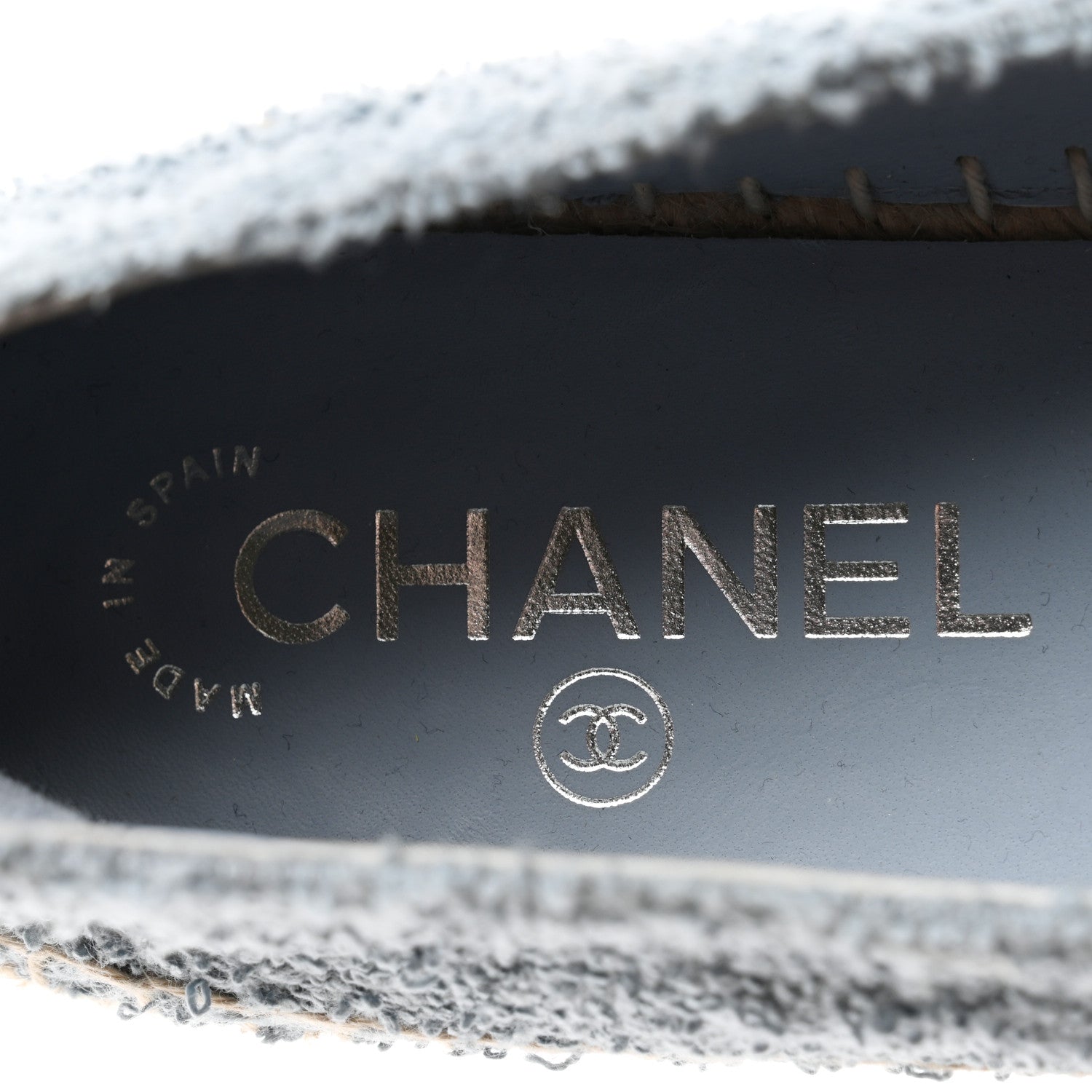 Chanel Fabric Grosgrain CC Espadrilles 38 Blue Light Gray Black 6 of 8