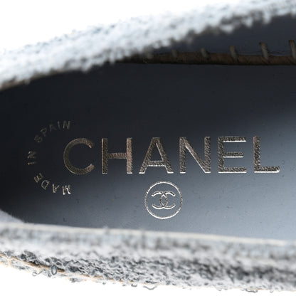 Chanel Fabric Grosgrain CC Espadrilles 38 Blue Light Gray Black 6 of 8