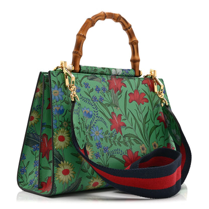 Gucci Calfskin Bamboo Web New Flora Small Nymphaea Top Handle Bag Green 3 of 12
