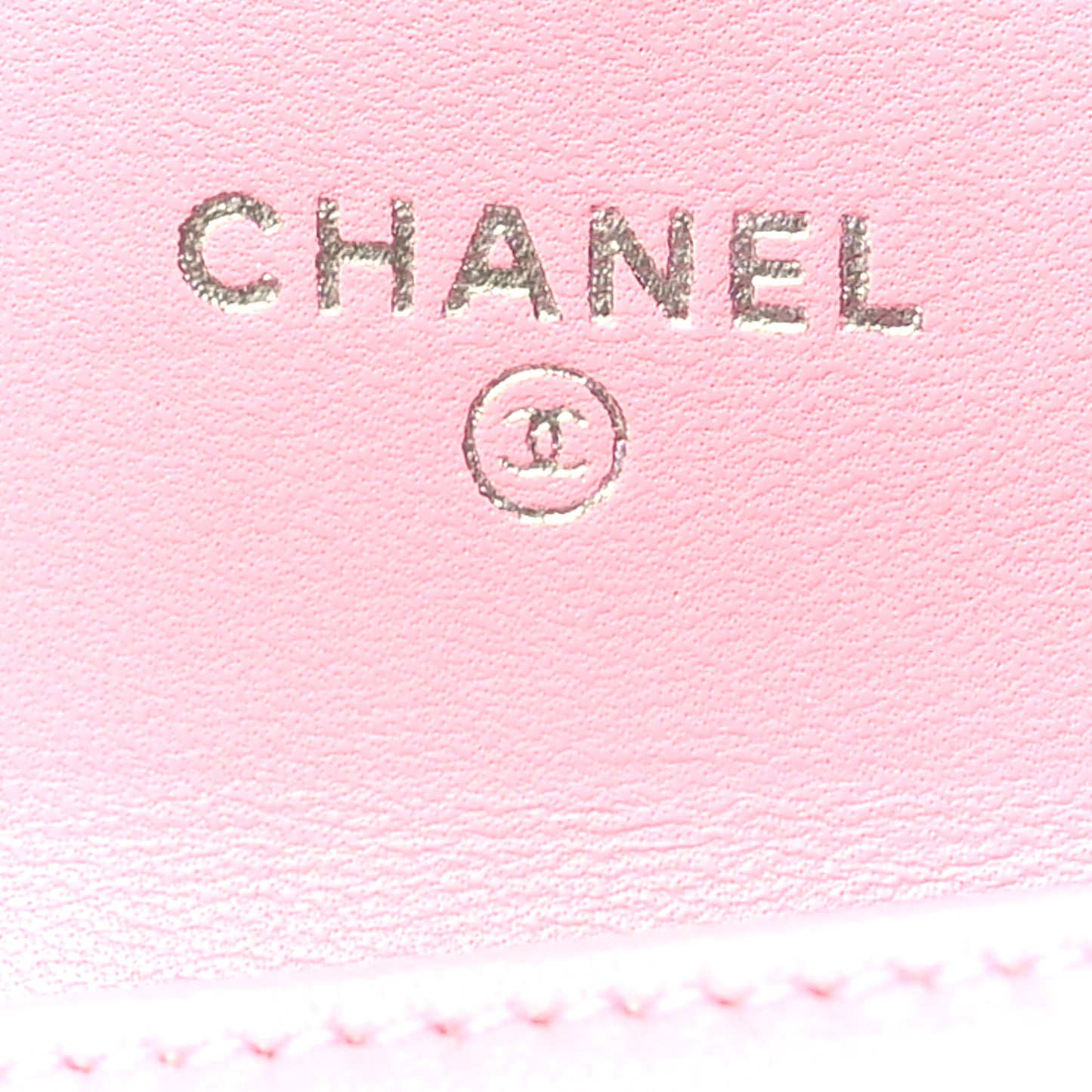 Lambskin Camellia Embossed Flap Card Holder Light Pink