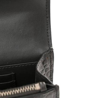 Saint Laurent Calfskin Crocodile Embossed Monogram Sunset Chain Wallet Graphite 11 of 12