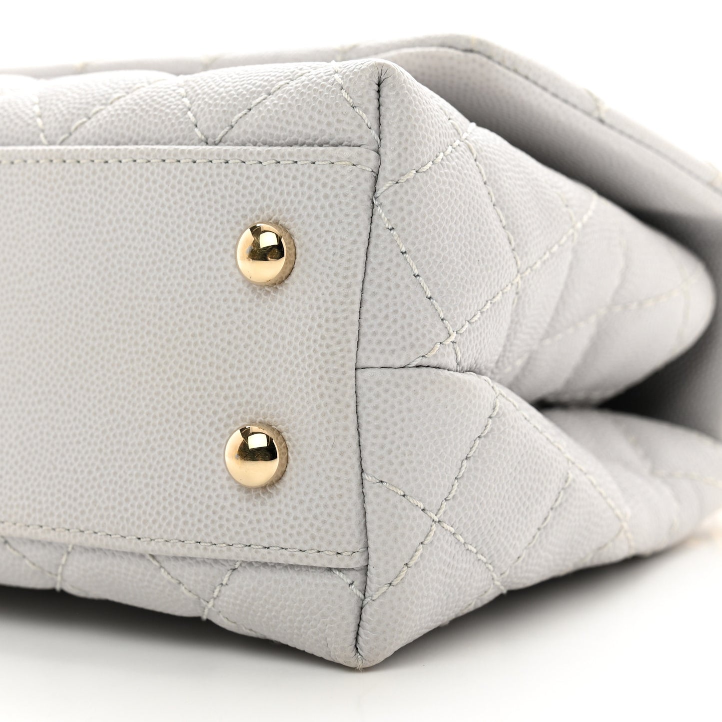 Caviar Quilted Mini Coco Handle Flap Light Grey