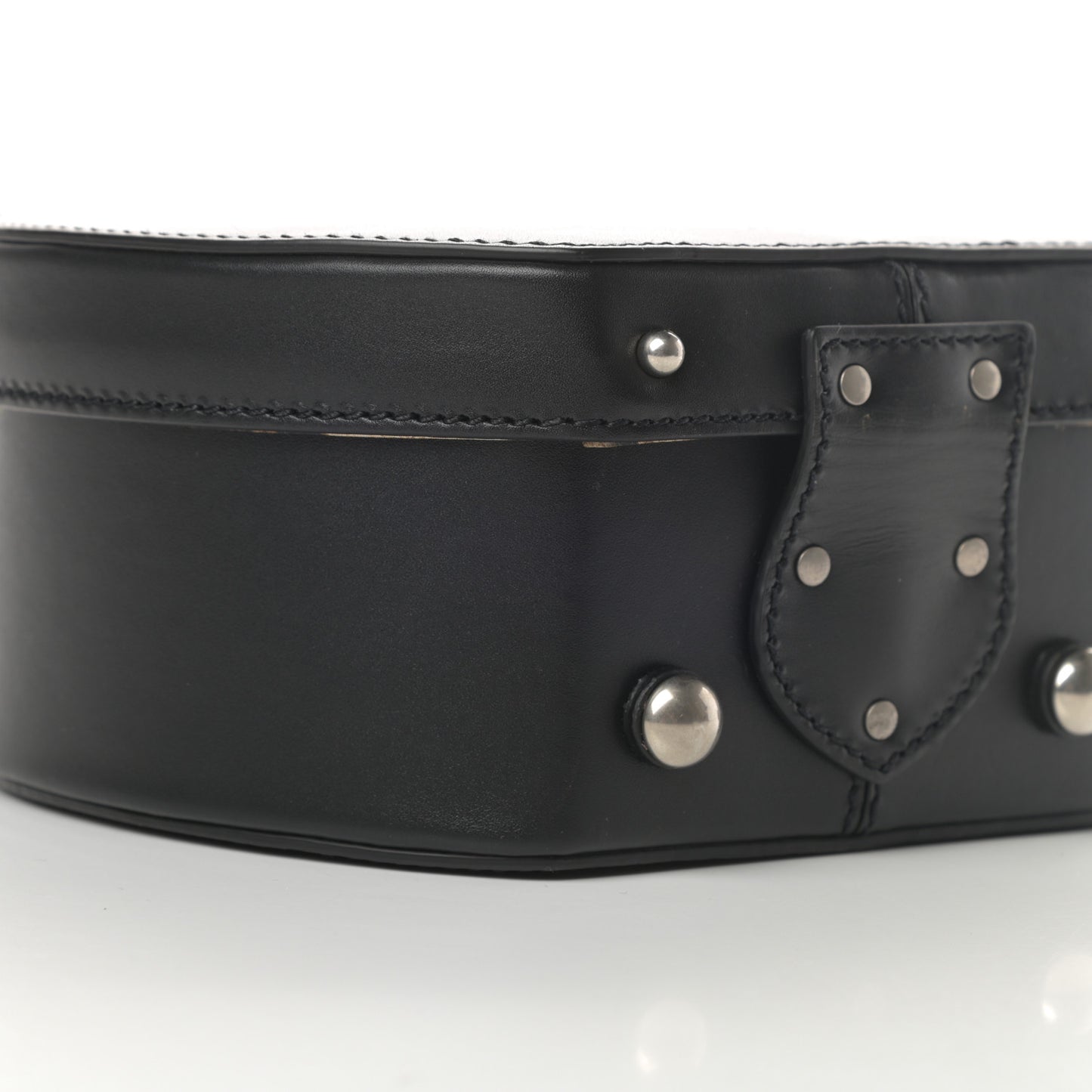 Calfskin Small Mica Hat Box Black