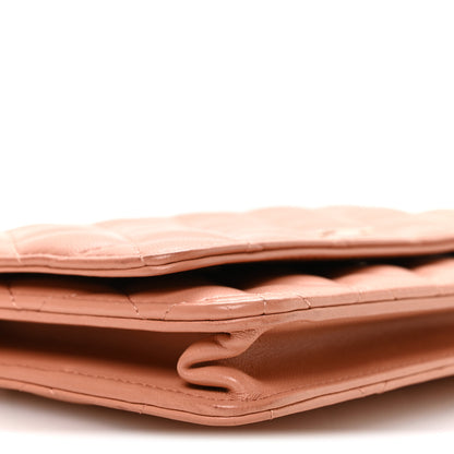 Chanel Lambskin Quilted Wallet on Chain WOC Salmon Pink 10 of 12