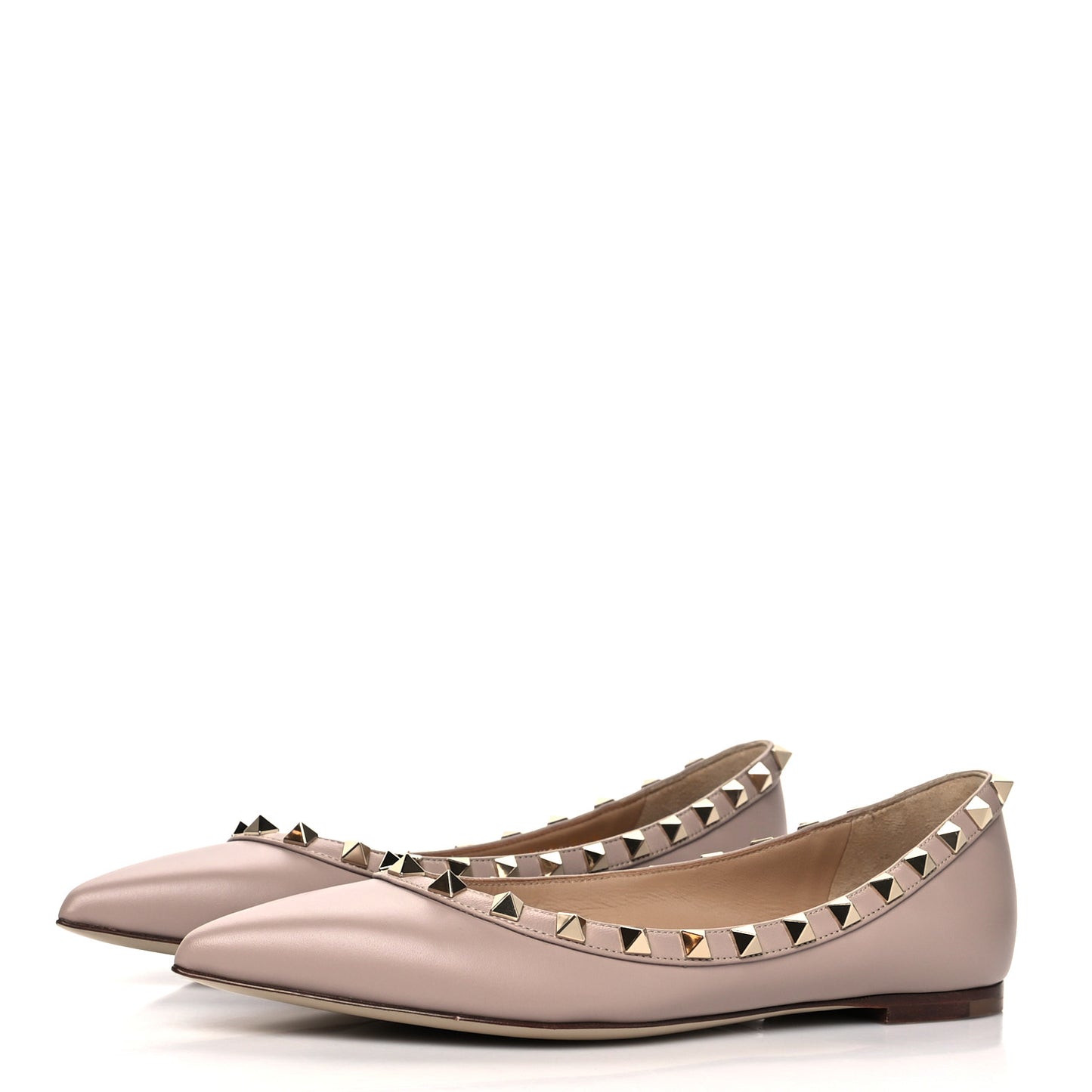 Nappa Rockstud Ballerina Flats 36 Poudre