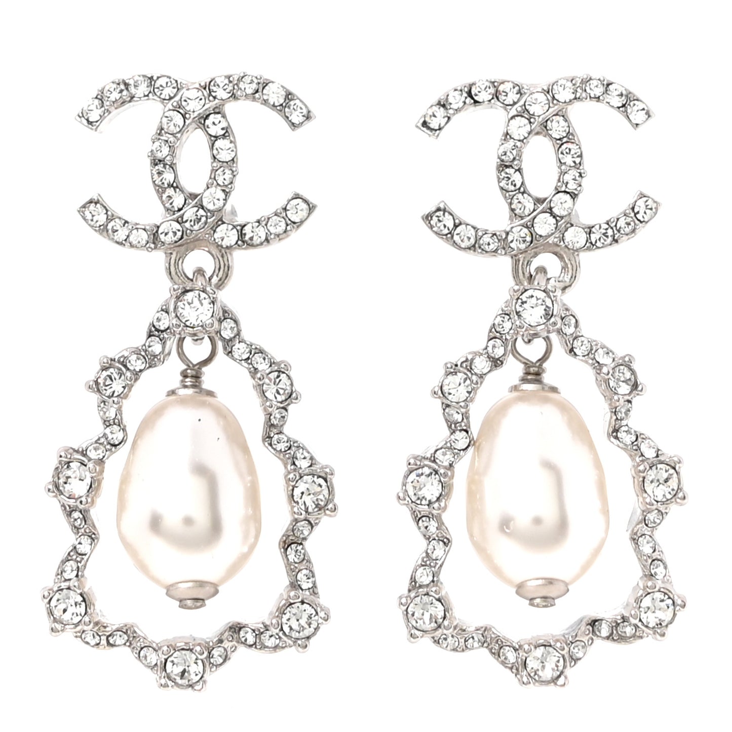 Crystal Pearl Imperial Bow Earrings Silver