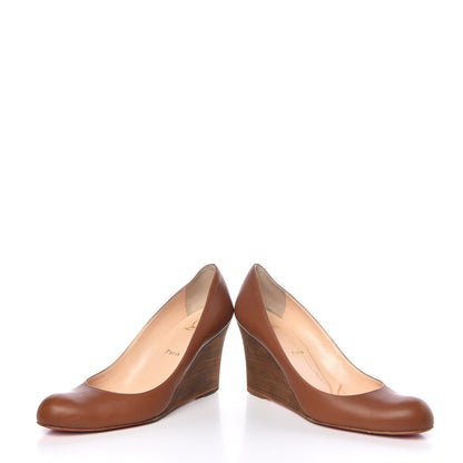 Christian Louboutin Calfskin Ron Ron Zeppa 85 Wedges 40.5 Cognac 6 of 11
