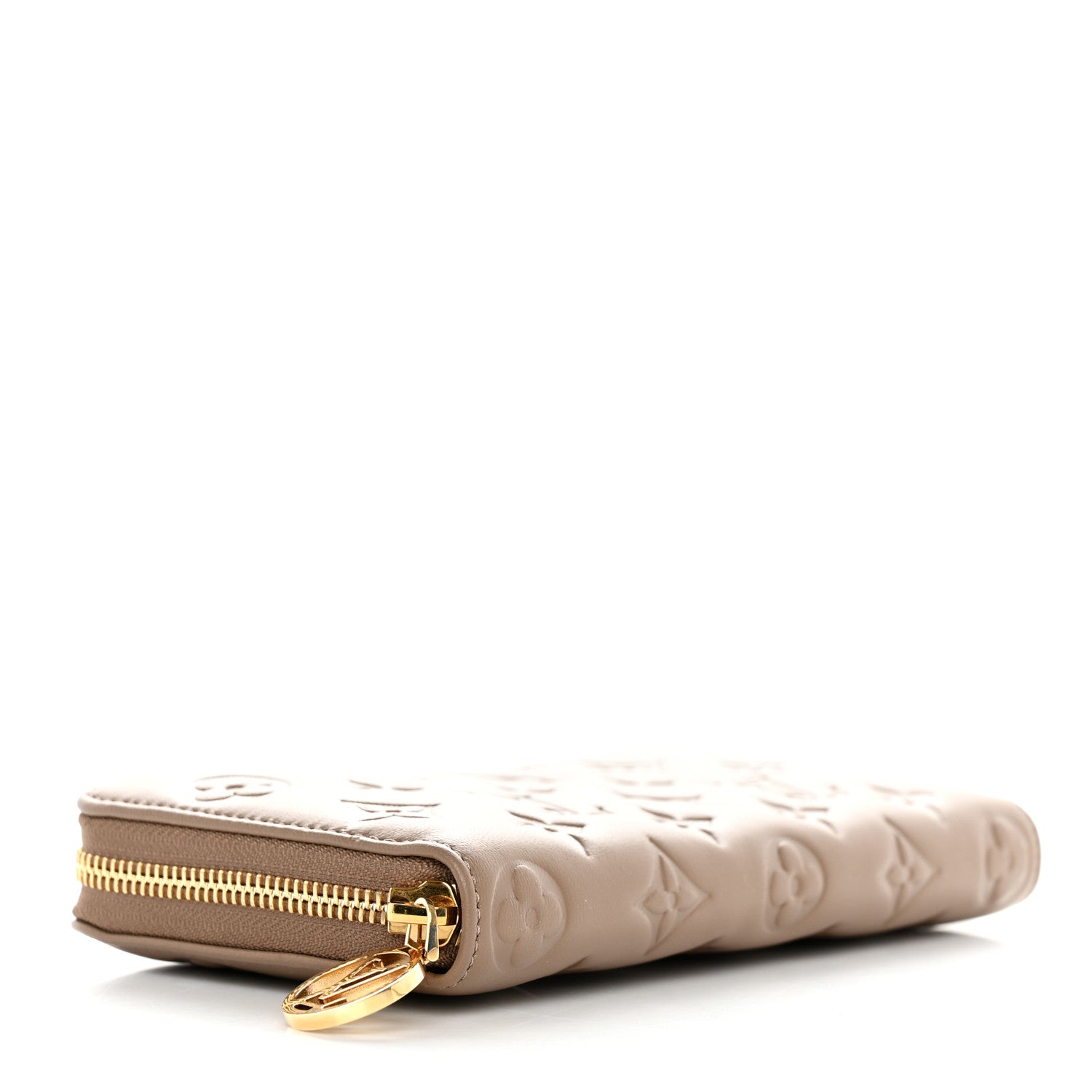 Louis Vuitton Lambskin Embossed Monogram Coussin Zippy Wallet Taupe 4 of 7