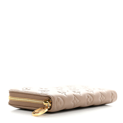 Louis Vuitton Lambskin Embossed Monogram Coussin Zippy Wallet Taupe 4 of 7