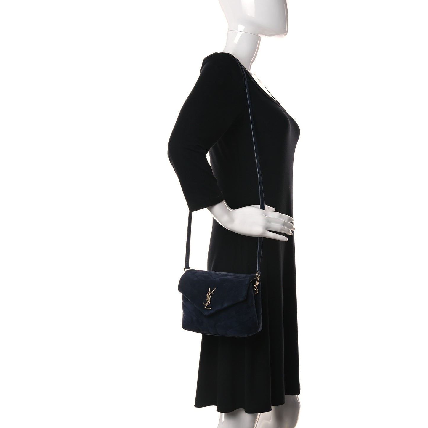 Suede Y Quilted Monogram Toy Loulou Crossbody Bag Navy