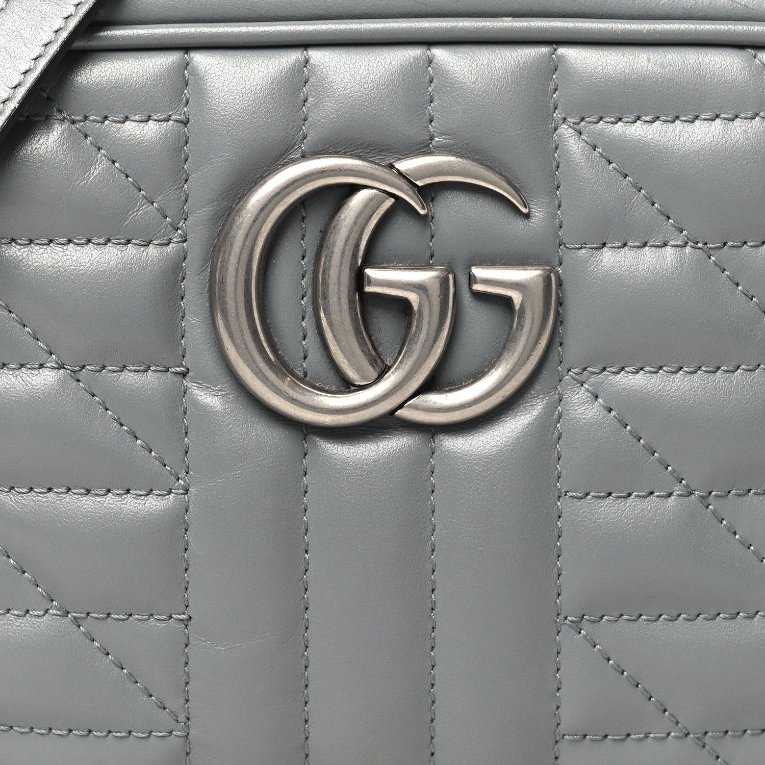 Gucci Calfskin Matelasse Aria Small GG Marmont Chain Shoulder Bag Deep Grey 8 of 11