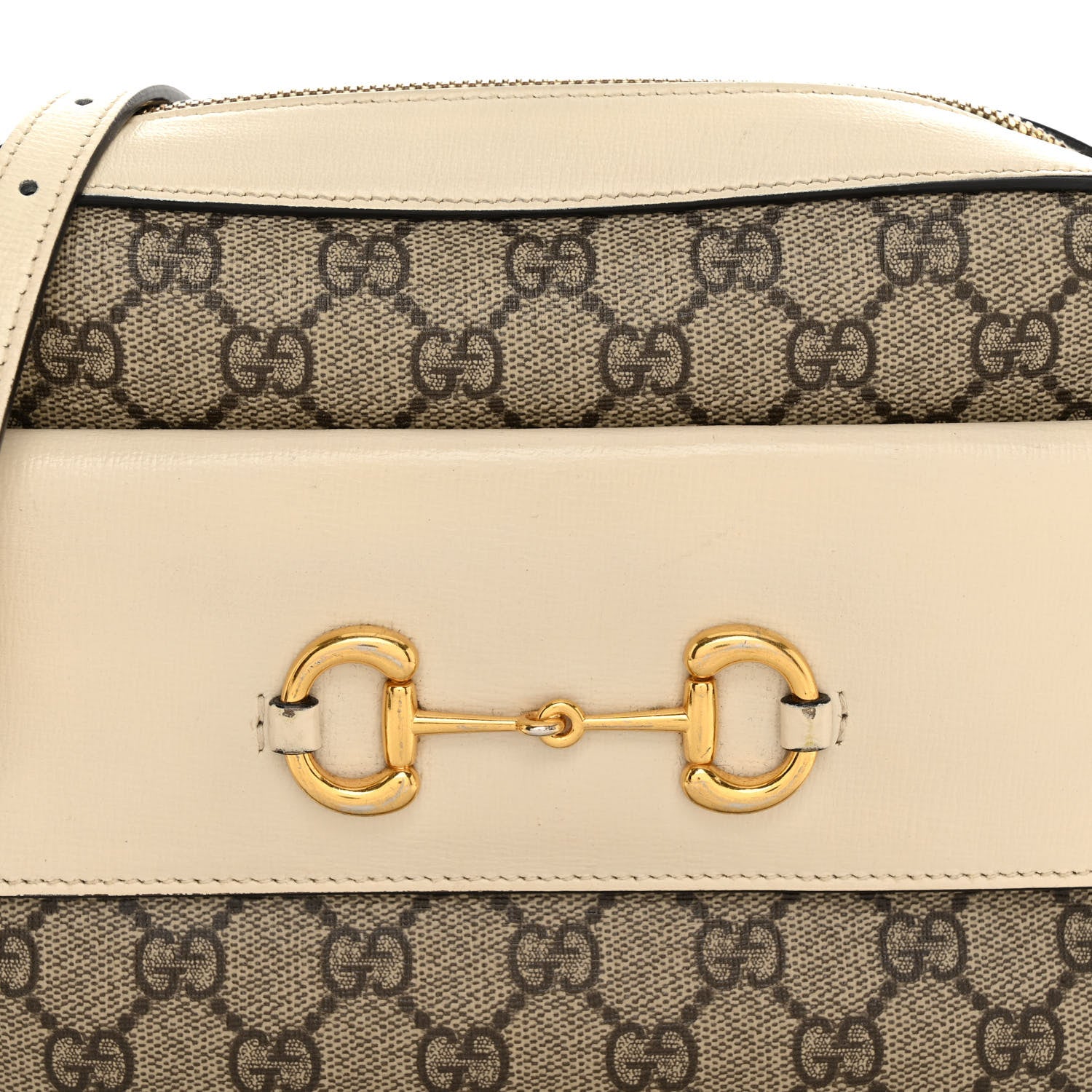 Gucci GG Supreme Monogram Small Horsebit 1955 Shoulder Bag Beige Mystic White 8 of 12