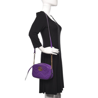Gucci Calfskin Matelasse Small GG Marmont Chain Shoulder Bag Shine Purple 2 of 10
