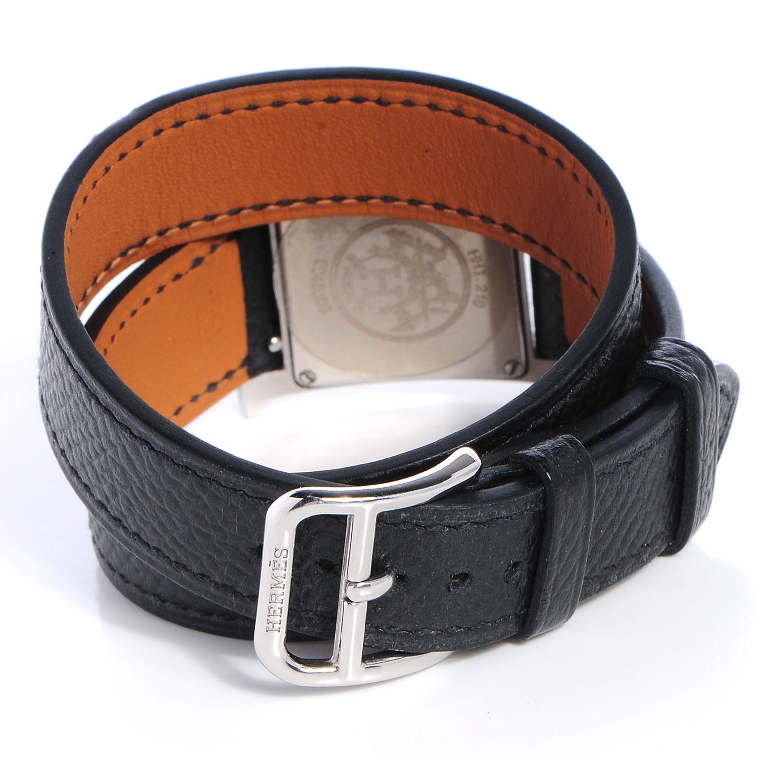 Hermes Stainless Steel Epsom 21mm Heure H Hour Double Tour Quartz Watch Noir 3 of 7