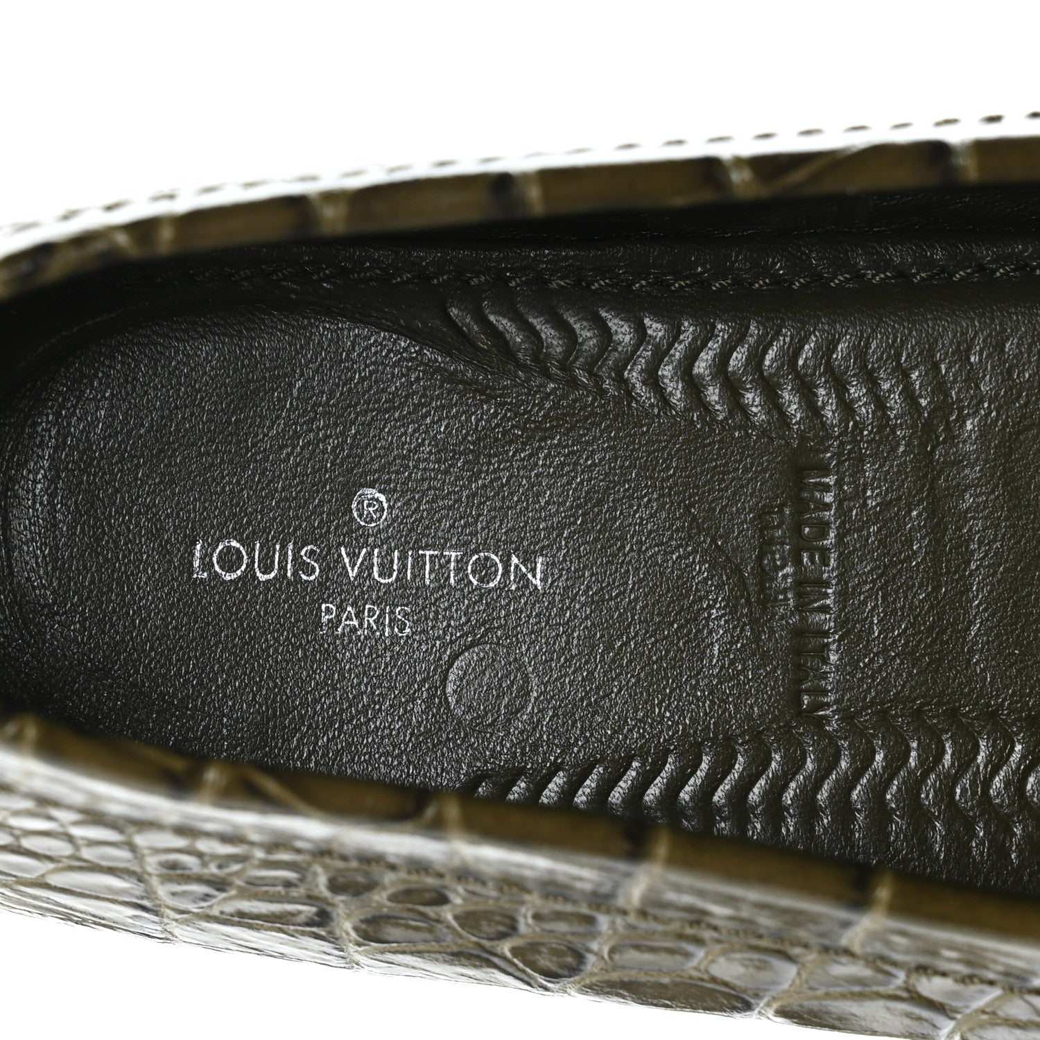 Louis Vuitton Calfskin Crocodile Embossed Dauphine Loafers 40 Green 7 of 9