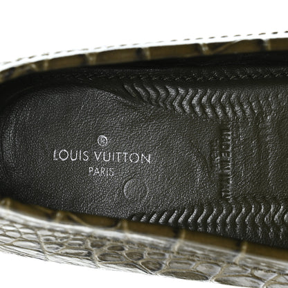 Louis Vuitton Calfskin Crocodile Embossed Dauphine Loafers 40 Green 7 of 9